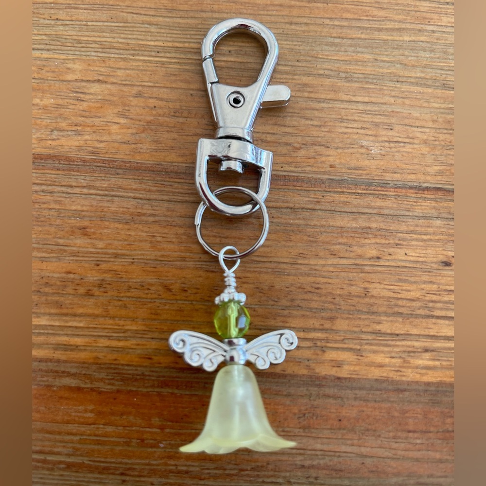 Handmade Yellow Fairy Hand Bag Charm Keychain Zipper Pull Snap Hook Clip